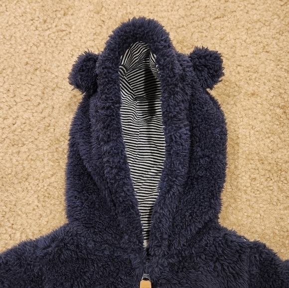 𝅺CARTER'S Navy Blue Sherpa Pram/Bunting, size 3 months - Picture 6 of 9